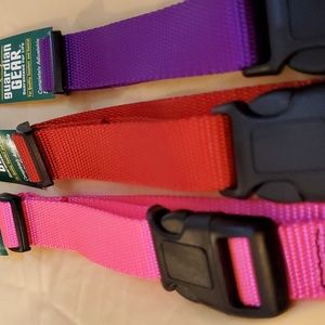 Dog collars set of 3 adjustable in pink, red and purple
